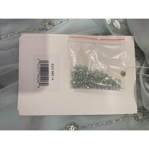 NWT MAC DUGGAL DRESS 14 BLUE V NECK EMBELLISHED FLUTTER SLEEVE A LINE GOWN 9223 - Picture 5 of 15